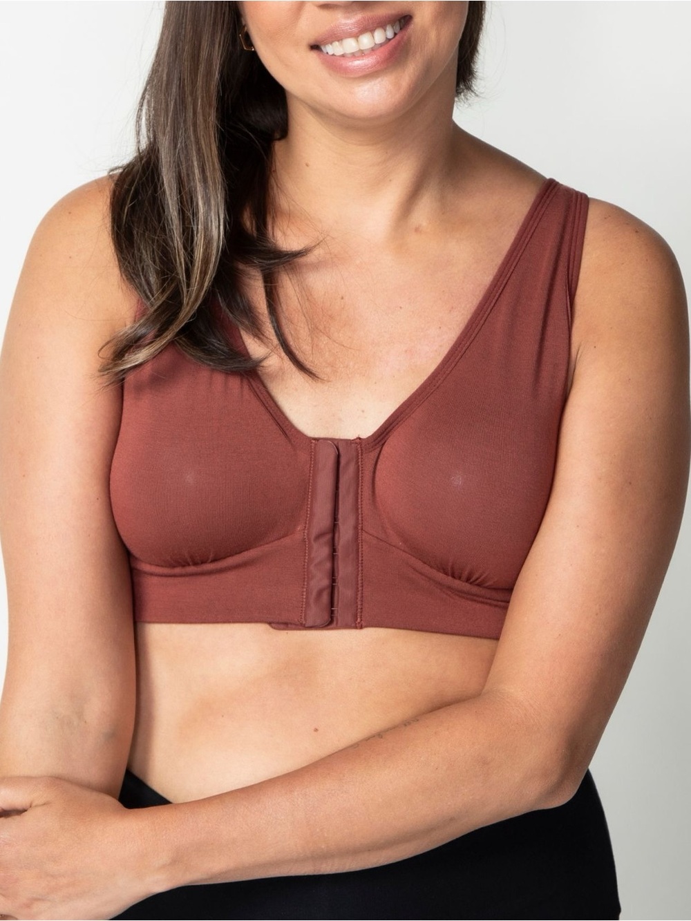 Front-Closure Wireless Comfort Bra - Rust